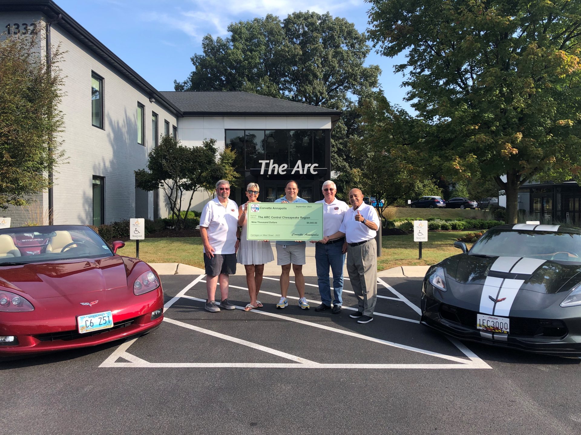 Corvette Annapolis presenting check to The Arc